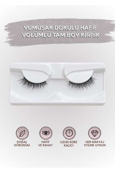 EsAura Butik Günlük Doğal Görünümlü Tam Takma Kirpik - Yumuşak Dokulu Hafif Volümlü Tam Boy Kirpik