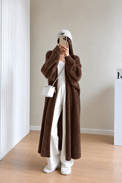 De Pose Γυναικεία Ζακέτα Oversize με μακριά μανίκια μπαλόνι, Πέτρινο, Μπεζ, Μ...