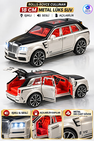 1:24 Çek Bırak Işıklı ve Sesli Model Metal Jeep - Açılabilir Kapılar Sesli Işıklı Model Araba 18 cm