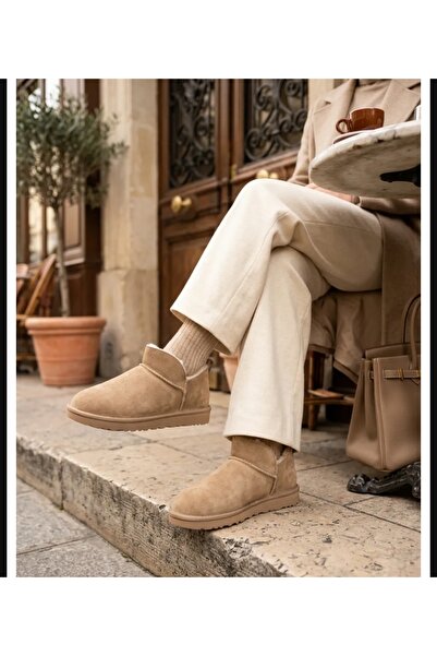 diya shoes Cozy Kadın İçi Kürklü Süet Görünümlü Kısa Kış Botu