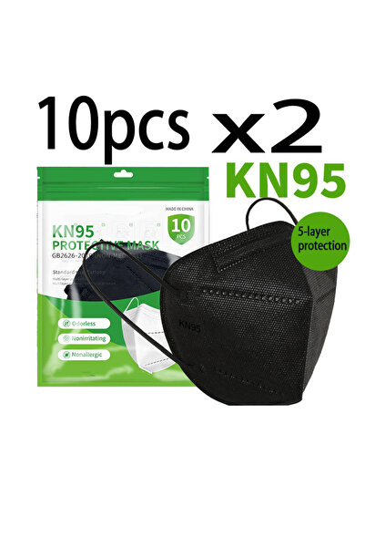 Choice7 kc-Black-20pcs 50/100pcs Black and White Masks Adult KN95 Masks Facia...