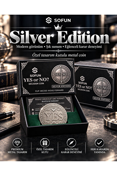 sofun Yes No Karar Parası Silver Edition – Metal Decision Coin, Kutulu Eğlenceli Hediye