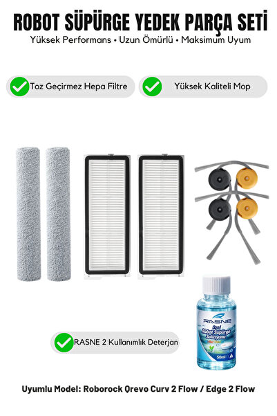 Asgard Grup Roborock Qrevo Curv 2 Flow / Edge 2 Flow Συμβατό με 2 πλευρικές β...