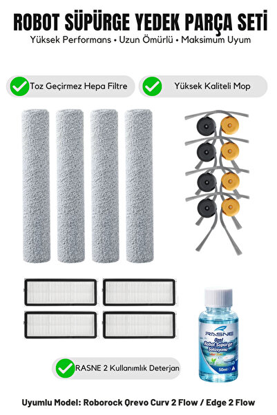 Asgard Grup Roborock Qrevo Curv 2 Flow / Edge 2 Flow Συμβατό με 4 πλευρικές β...