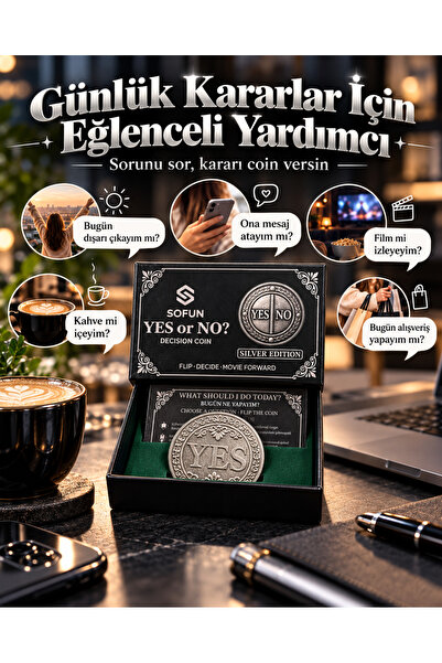 sofun Yes No Karar Parası Silver Edition – Metal Decision Coin, Kutulu Eğlenceli Hediye