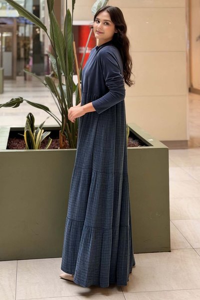 Nurcan Çetin Asymmetrical Wrap Dress in Combination with Full-Length Skirt