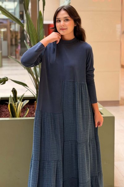 Nurcan Çetin Asymmetrical Wrap Dress in Combination with Full-Length Skirt