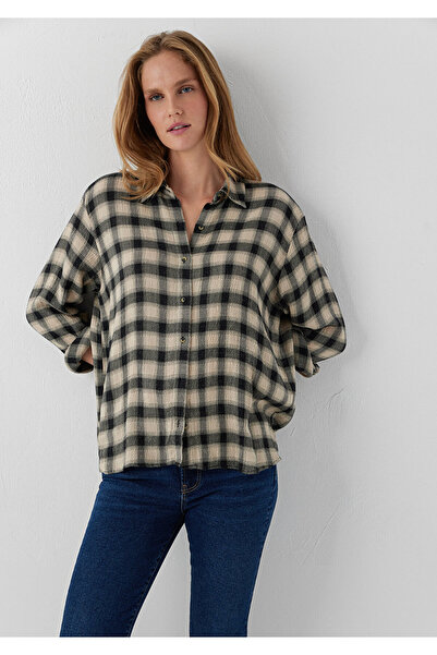 Mavi Kareli Gömlek Loose Fit / Bol Rahat Kesim 1211659-82441