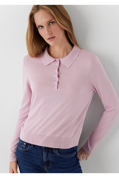 Mavi Pembe Polo Yaka Triko Slim Fit / Dar Kesim 1710925-71008