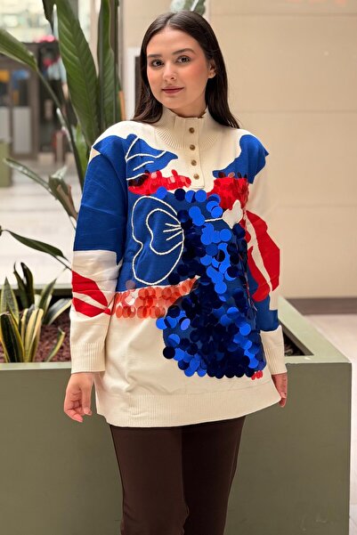 Ghisa Para Pul Sequined Colorful Knitwear Tunic