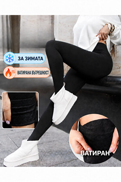 Tusebu Дамски термо оформяща черен клин с висока талия и плюшена подплата