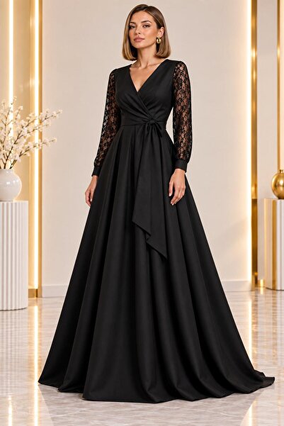 SERAVENZA COUTURE فستان ماكسي بوي بأزرار على الجهتين بأكمام طويلة وتفاصيل دان...