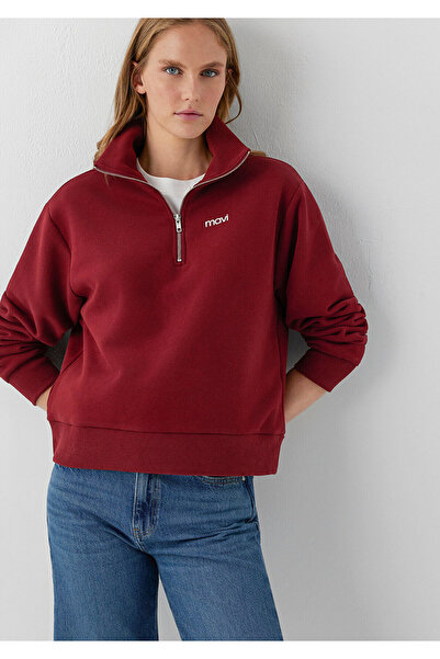 Mavi Mini Logo Yarı Fermuarlı Kırmızı Sweatshirt 1S10564-85347