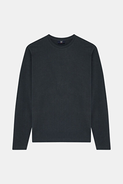 W Collection SİYAH BİSİKLET YAKA UZUN KOLLU SWEATSHİRT