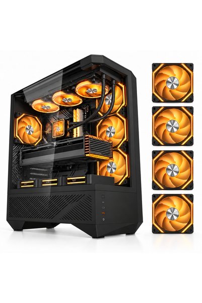 darkFlash DY460 ATX/M-ATX/ITX Gaming PC Case, 4ARGB Fans, Up to 360mm Radiato...