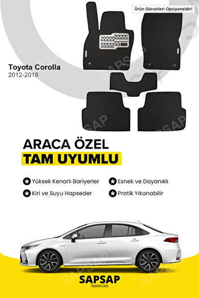 Toyota Corolla 2012-2018 Uyumlu 3D Özel Kesim Koku Yapmaz Su Geçirmez Havuzlu EVA Oto Paspas - Siyah