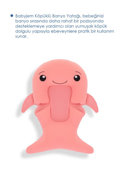 Babyjem Sevimli Balina Köpüklü Banyo Küveti Yatağı Pembe (Straforlu - Suda Batmaz)