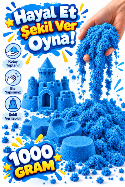 Toyuncakçı Mavi Kinetik Kum Oyun Kumu 1 Kg Kinetik Kum