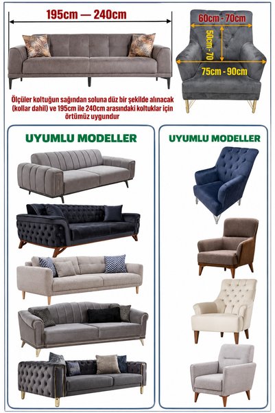 ÖZMAKAN Welsoft koltuk örtüsü takımı, koltuk kılıfı ,3+3+1+1 takim