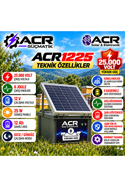ACR GÜÇMATİK ACR1225 Güneş Enerjili Elektrikli Çit Sistemi – 25.000 Volt