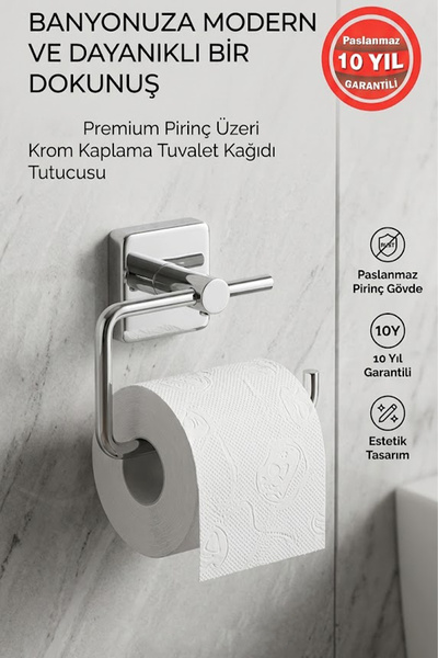 BanyomHome Chrome Stainless Brass Mounted Vizyon Toilet Paper Holder