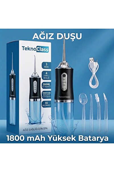 TeknoClass Şarj Edilebilir 4 Başlıklı Taşınabilir Diş Protez Bakım Ve Ağız Du...