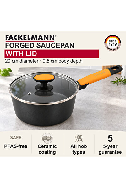 FACKELMANN Saucepan 20cm with Lid, CERANEXT Ceramic Non-Stick pan