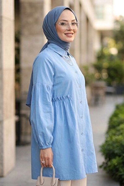 N.S NEVA STYLE تونيك إسلامي أزرق بأزرار 20377M