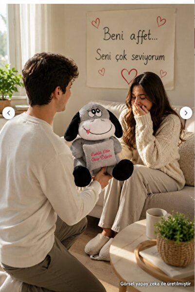 Özgüner Oyuncak Sevgiliye Hediyelik Büyük Boy Sevimli Peluş Eşek 97 cm- Roman...