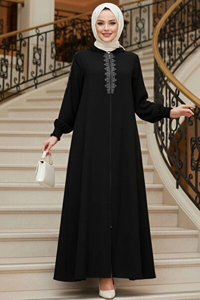 Neva Style Cepli Siyah Tesettür Ferace 45274S