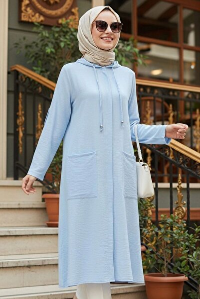 N.S NEVA STYLE Hooded Ice Blue Hijab Cap 18461Buzm