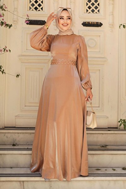 N.S NEVA STYLE فستان سهرة حجاب الجمل مزين بالخرز 23301C