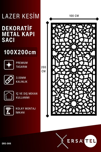 Ersatel Modern Lazer Kesim Bahçe ve Villa Kapı Sacı (boyasız)
