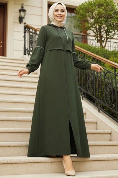 Neva Style حجاب كاكي بغطاء للرأس Ferace 62602HK