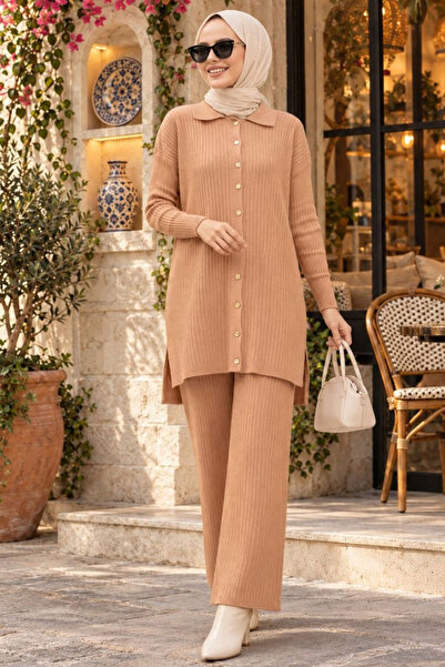 Neva Style طقم تريكو إسلامي مزدوج بأزرار على شكل بسكويت 10239BS