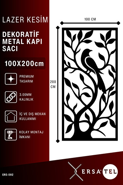 Ersatel Modern Lazer Kesim Bahçe ve Villa Kapı Sacı (boyasız)