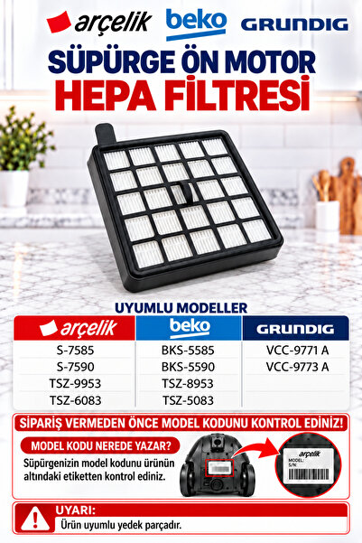 Arçelik S 7585 Imperium Orijinal Ön Motor Hepa Filtre