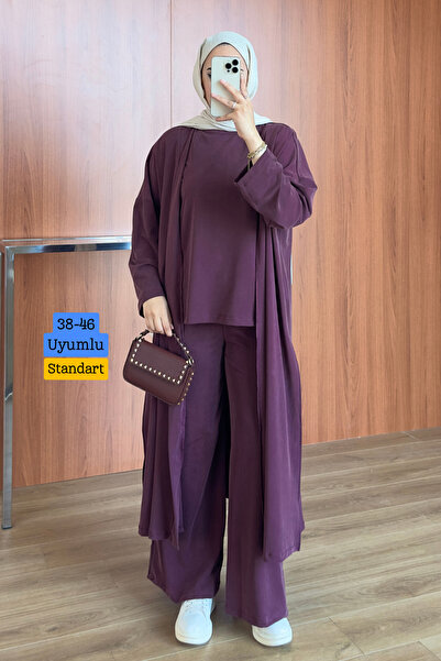Balenbi Women's Cupra Pike Long Cardigan Blouse Wide Leg Pants Abaya Set 1217...