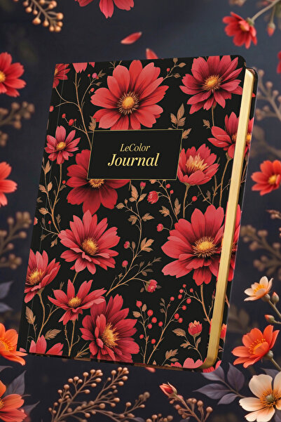 Le Color Midnight Ciltli Defter Çizgili Chrysanthemum 13x18 cm