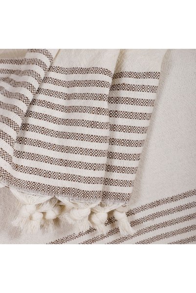 Bumedo Buldan Work Handles Knitted Single and Triple Cotton Woven Sofa Bed Sofa Cover Set 3-3-1-1 - Cream Brown