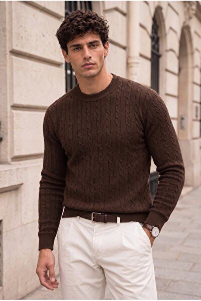 Valiberta Malick Thin Hair Knit Herren-Strickpullover mit Rundhalsausschnitt ...
