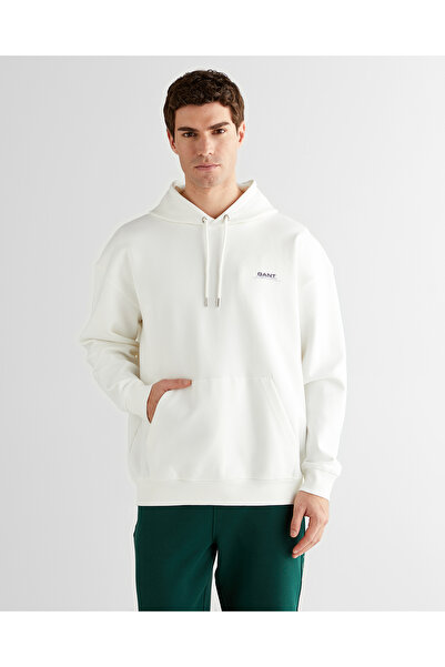 Gant Erkek Beyaz Regular Fit Kapüşonlu Sweatshirt