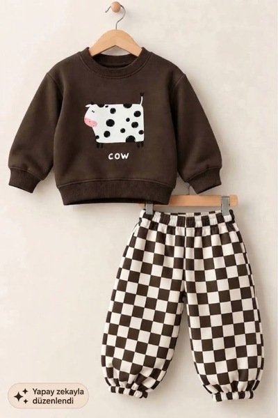 My Kids Wear Çocuk 2'li Sweatshirt Eşofman Altı Takım Rahat Kesim Günlük Komb...
