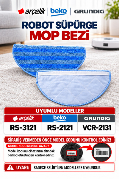 Arçelik Rs 3121 Robot Süpürge Mop Bez Paspas Orjinal