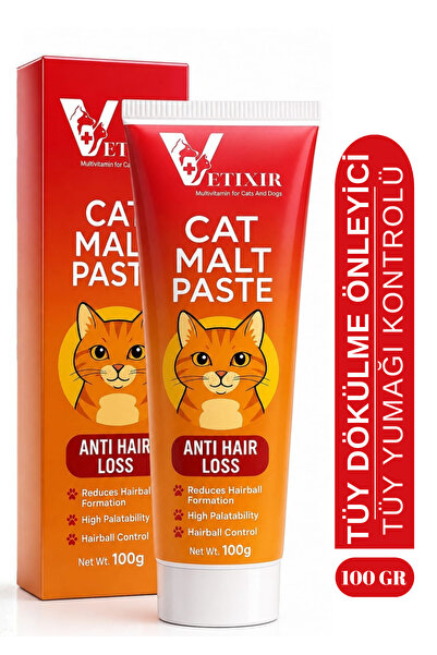 VETIXIR Tüy Dökülme Engelleyici Malt Paste Tüy Yumağı Ve Kusma Önleyici Multi...