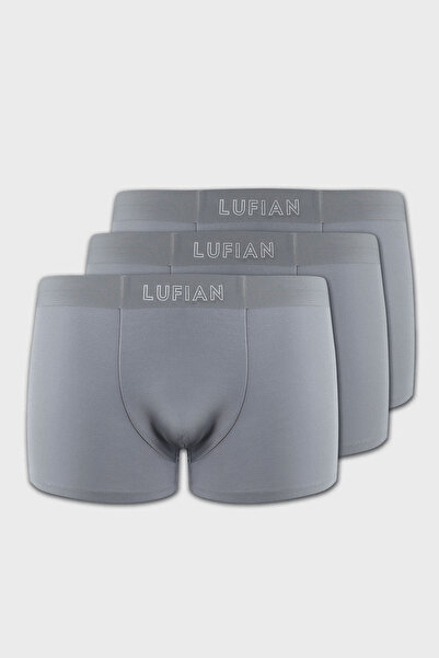 Lufian Mark 3 Adet Erkek Modal Dikişsiz Boxer Açık Gri