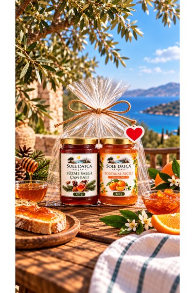 SOLE DATÇA Salgı çam balı 420 gr ve portakal reçeli 420 gr hediyelik set