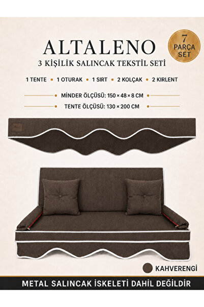 Zishome 3 Kişilik Bahçe Balkon Salıncağı Tekstil Seti 150x48x8 Cm Minder Ölçü...