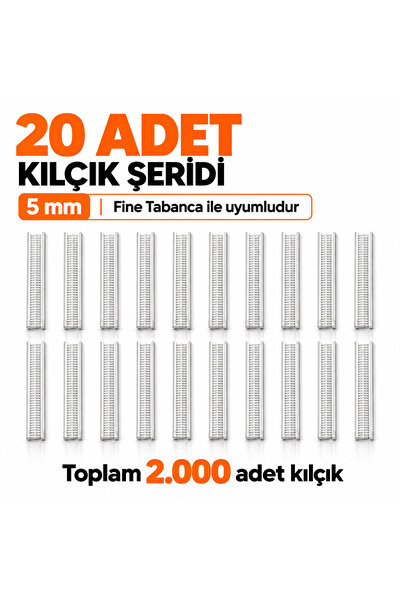 ALBERTOS Şeffaf 5 mm Fine Kılçık 20 Şerit 2.000 Adet Etiketleme Kılçık Türban...