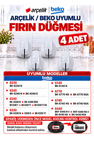Arçelik Bk 6230 6240 6340 6440 6770 6740 Fırın Düğme (4 Adet)